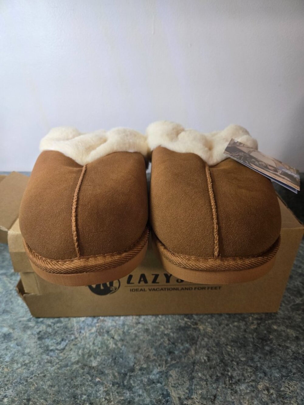 LazyStep Madge Fuzzy Slippers Women's Cozy Plush Memory Foam House Shoes Medium